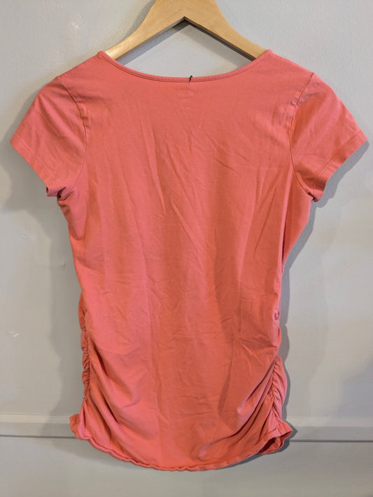 Vintage stye fitted v-neck SS tee, Salmon