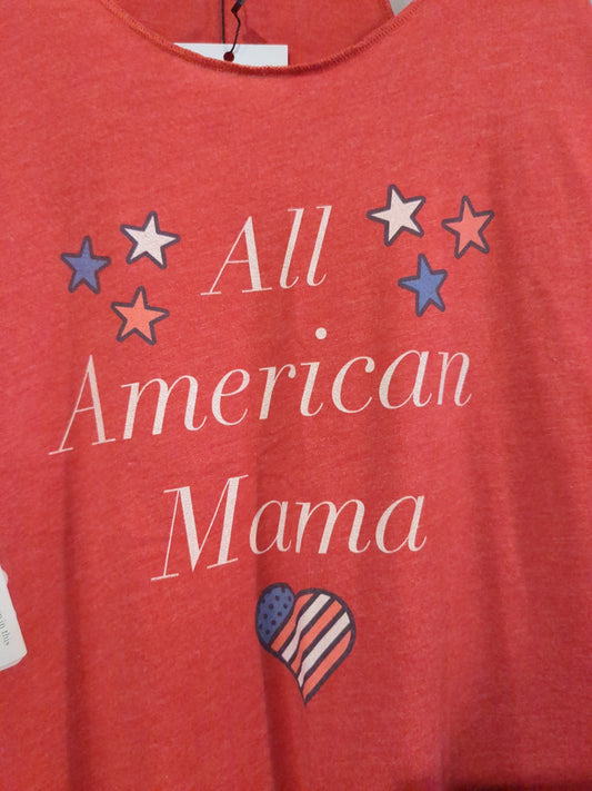 'All American Mama' graphic racerback tank, Red