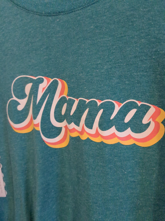 'mama' graphic boxy SS tee, Teal