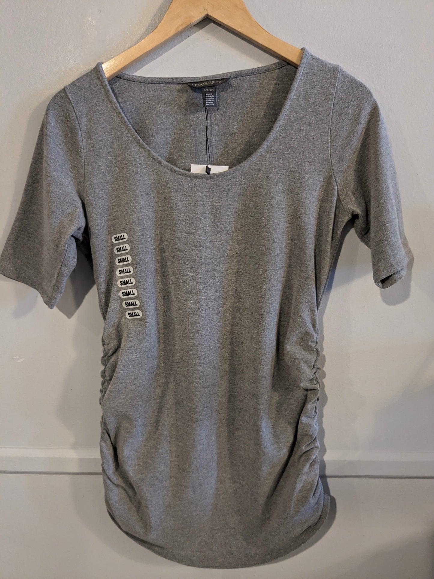 Essential fitted scoop neck SS tee, Grey