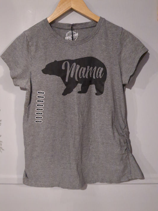 'mama bear' fitted graphic SS tee, Grey