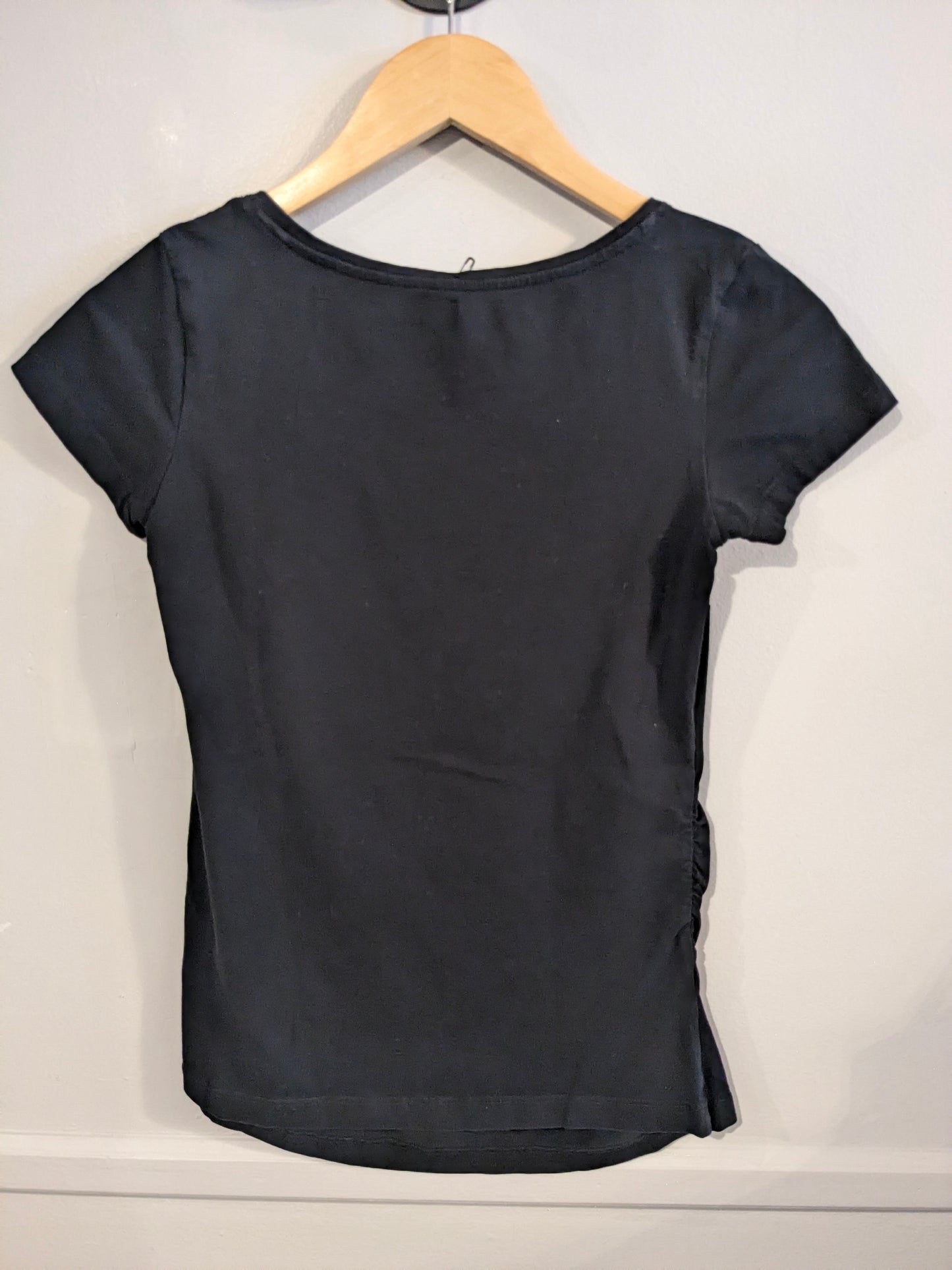 Basic fitted round neck SS tee, Black