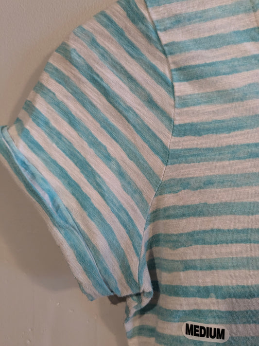 Classic scoop neck fitted cuffed SS tee, Multi