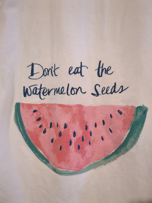 'Don't eat the watermelon seeds' SS graphic tee, White