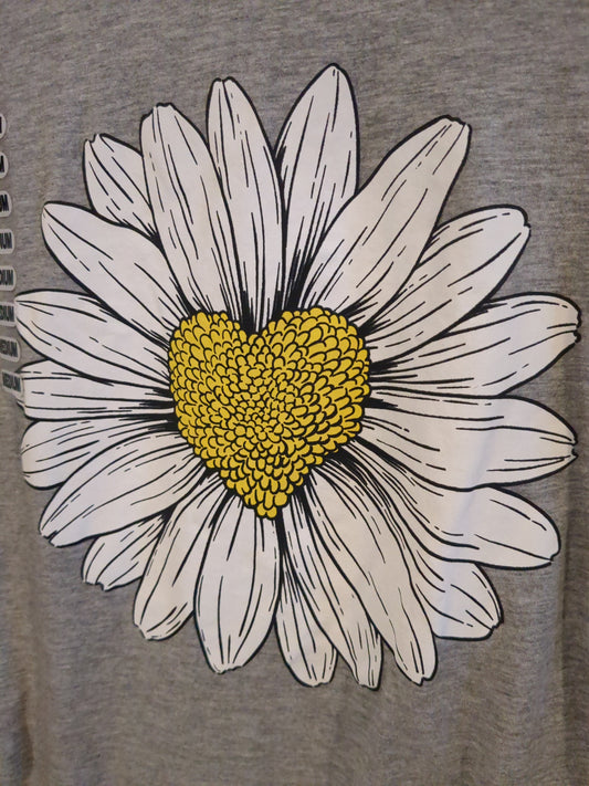 flower heart SS graphic tee, Grey