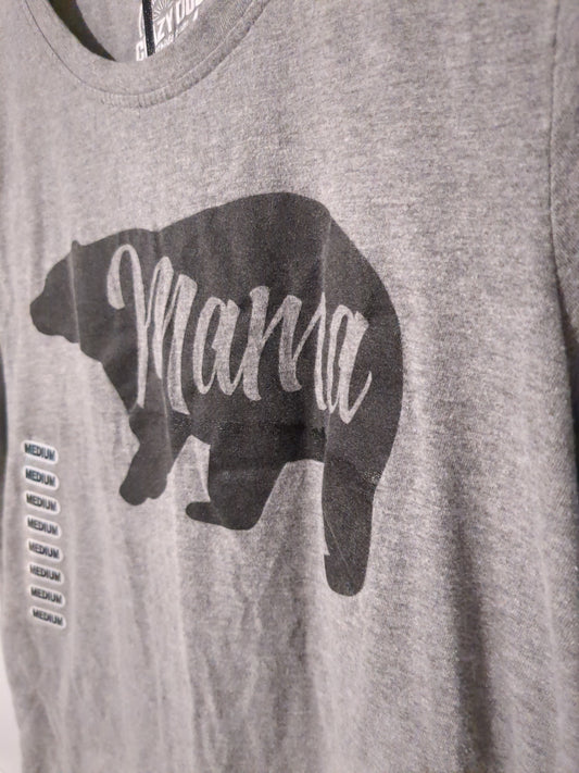'mama bear' fitted graphic SS tee, Grey