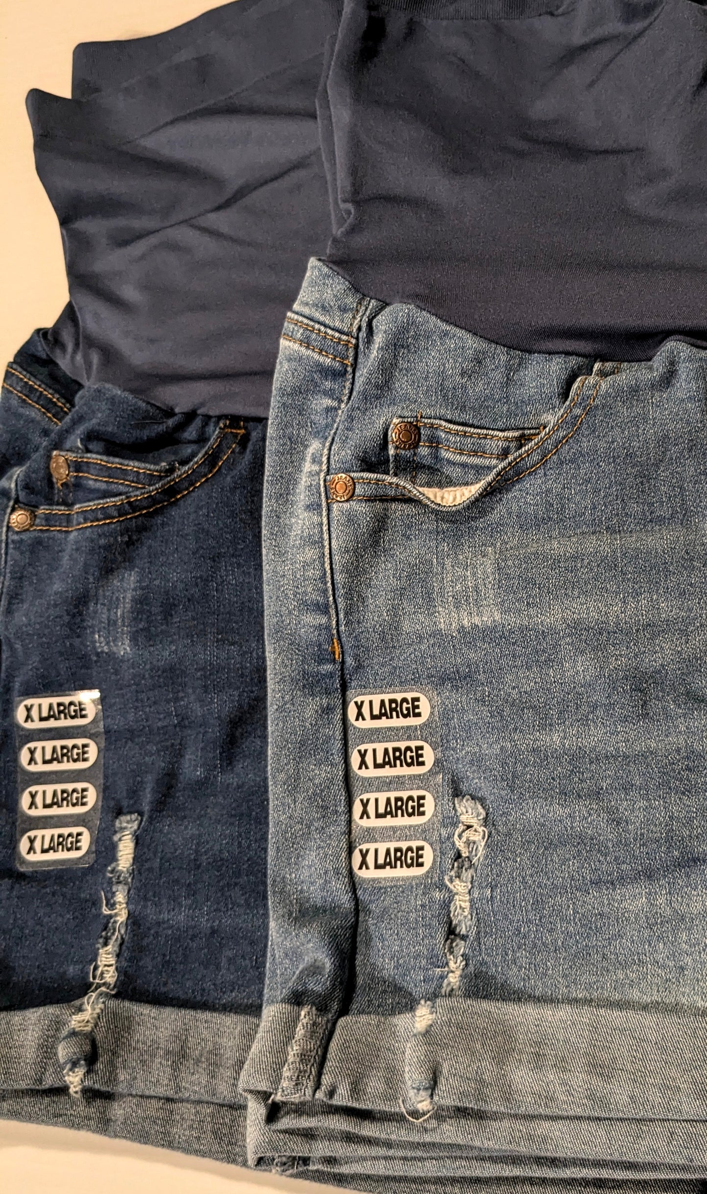 Full panel cuffed 4" denim shorts w/pockets, Multi wash