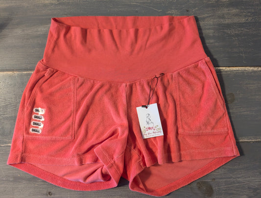 Mid panel terrycloth 3.5" pocket lounge shorts, Salmon