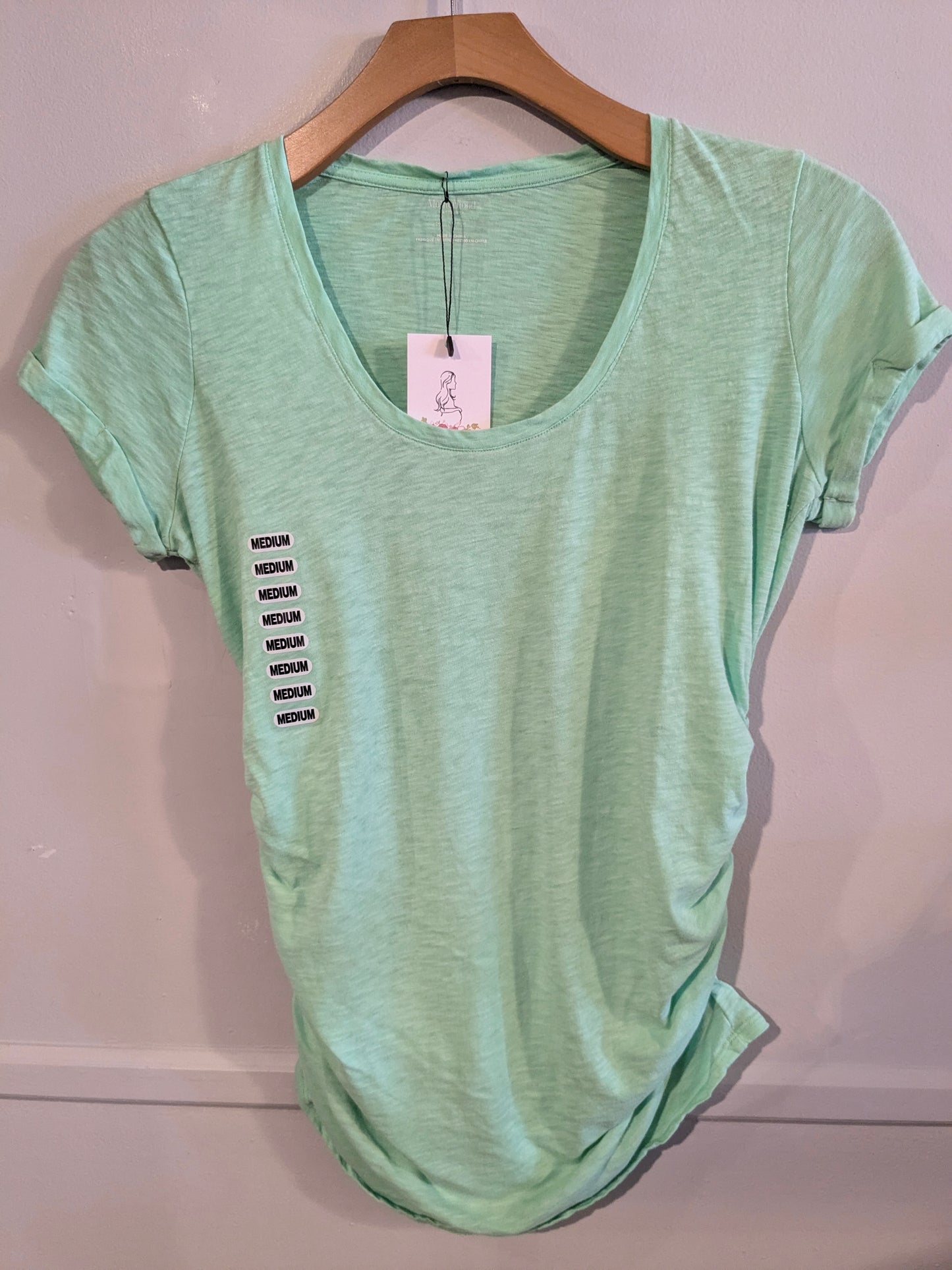 Classic scoop neck fitted cuffed SS tee, Multi
