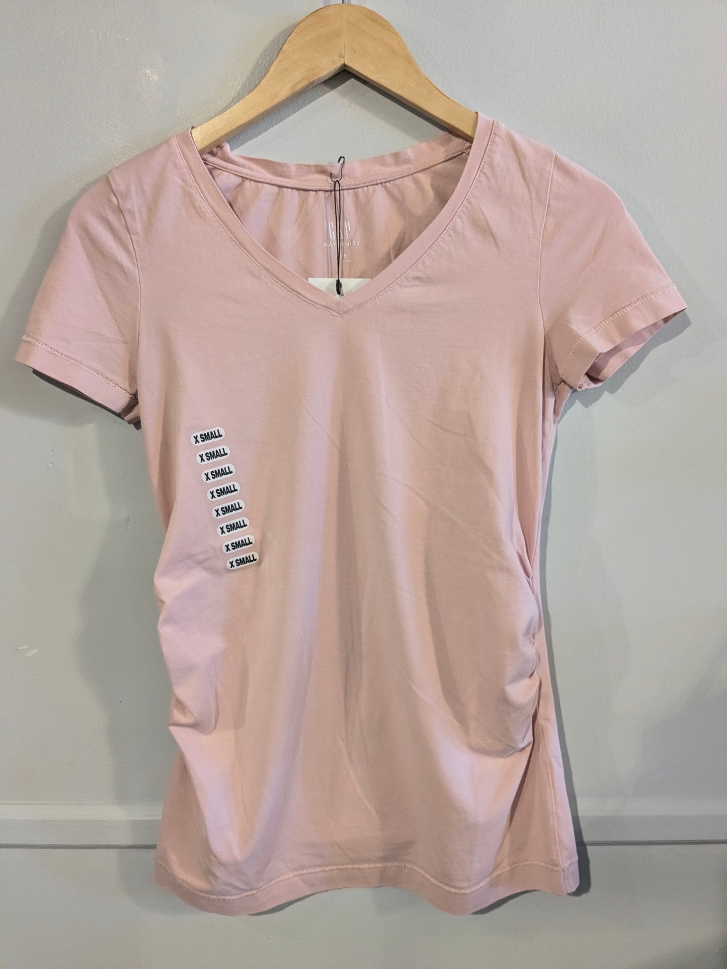 Essential fitted v-neck SS tee, Mauve