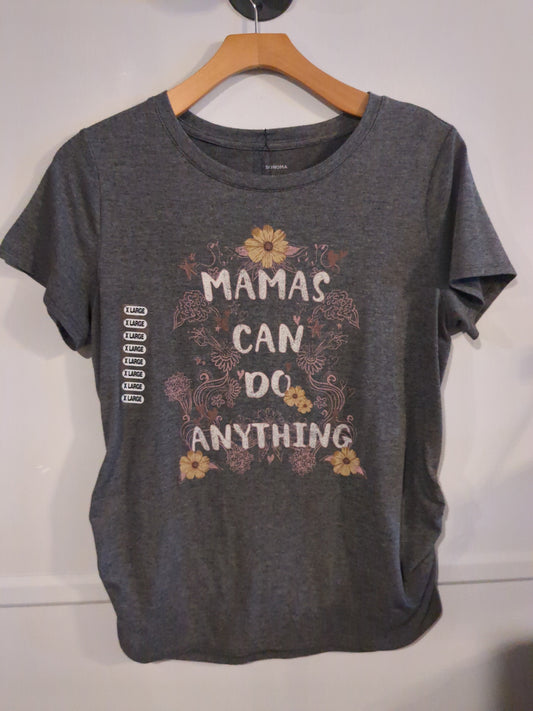 'mamas can do anything' graphic SS tee, Charcoal