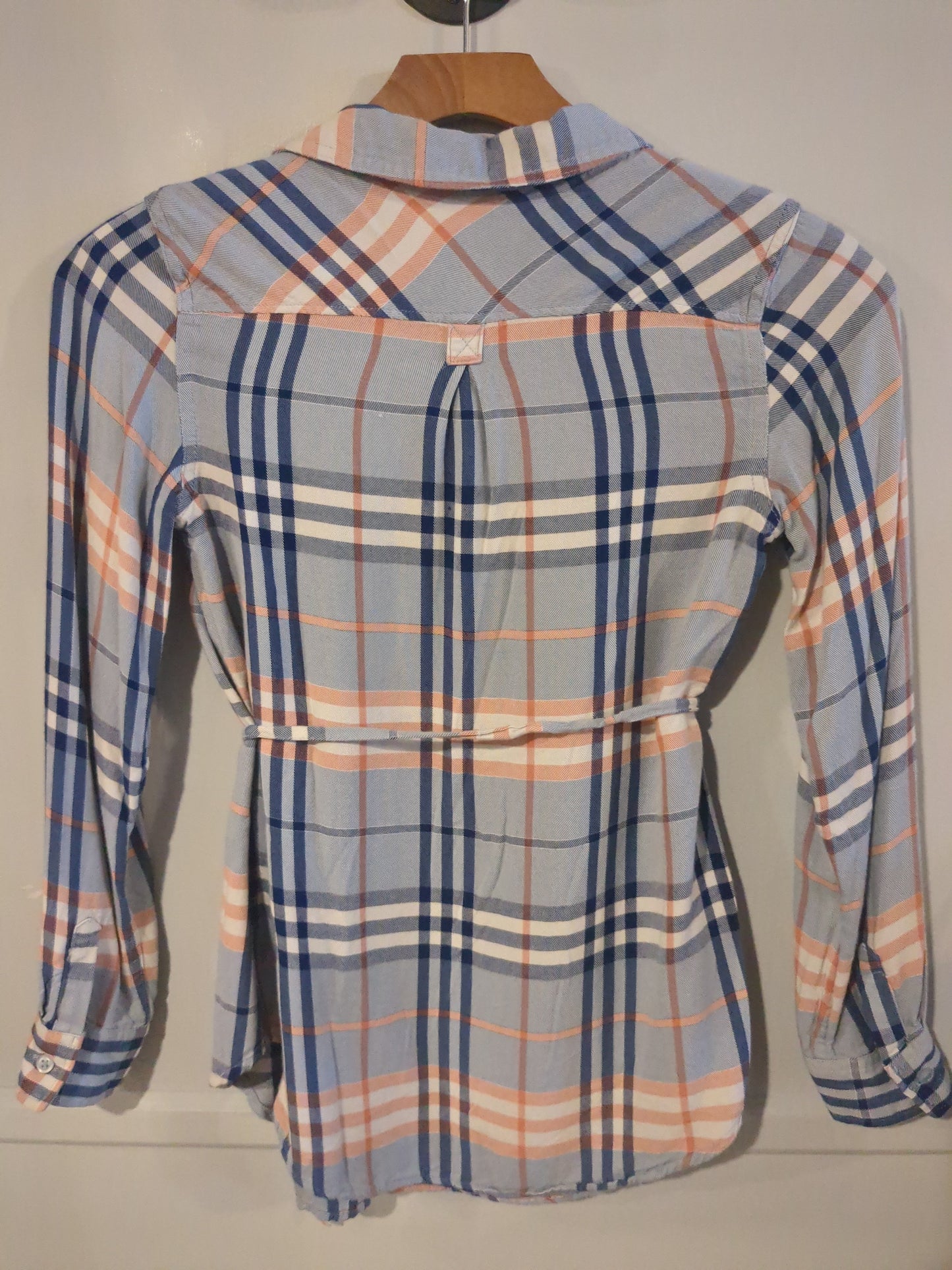 Quarter button down LS ultra soft top, Blue plaid -NF