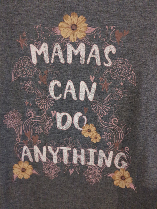 'mamas can do anything' graphic SS tee, Charcoal