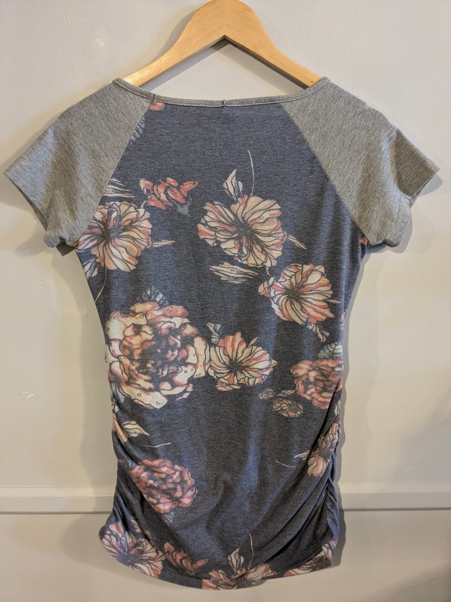 Essential fitted extra-long SS tee, Dusty blue