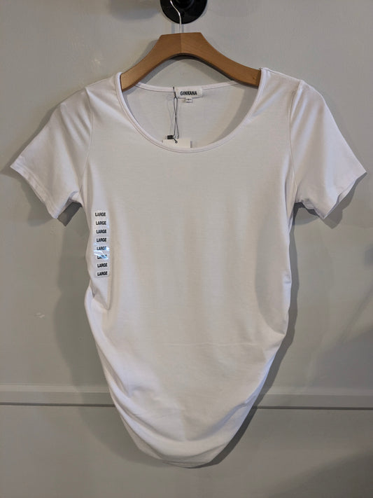 Essential fitted round neck SS tee, White