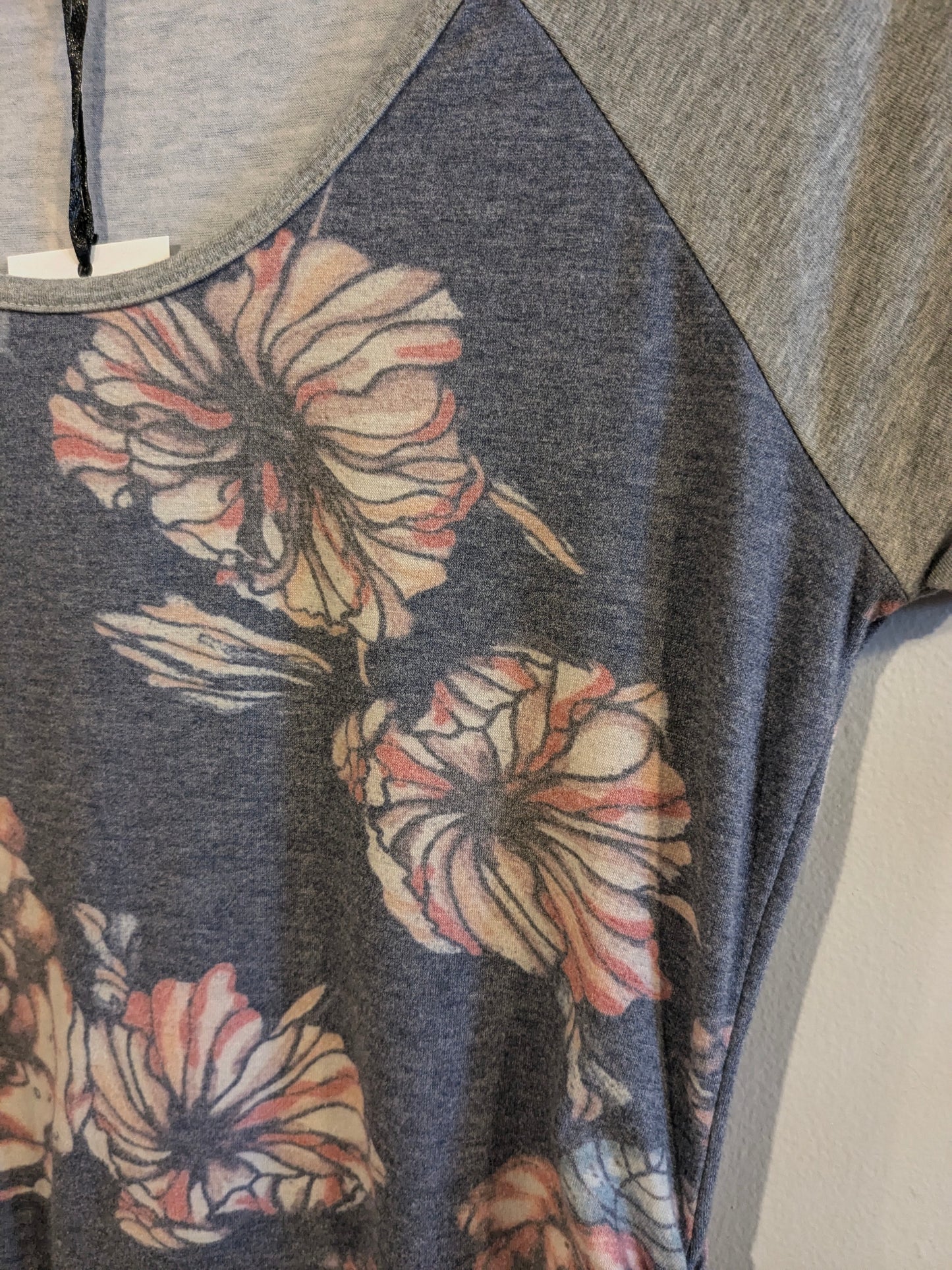 Essential fitted extra-long SS tee, Dusty blue