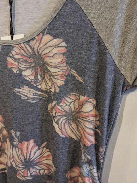 Essential fitted extra-long SS tee, Dusty blue