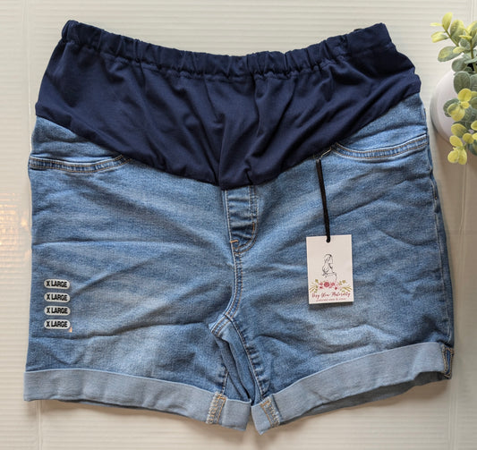 Full panel 5" cuffed denim shorts, Medium wash