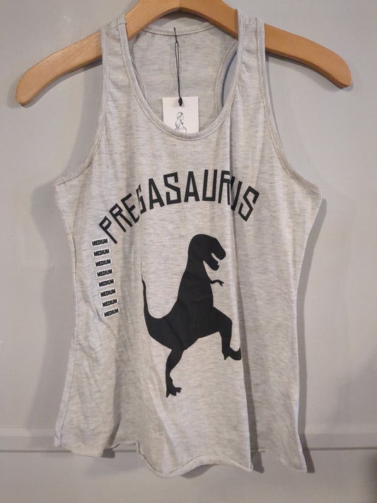 'pregasaurus' graphic racerback tank, Light grey