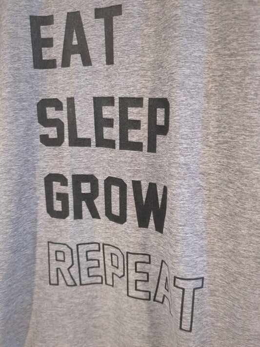 'Eat Sleep Grow Repeat' SS graphic tee, Grey