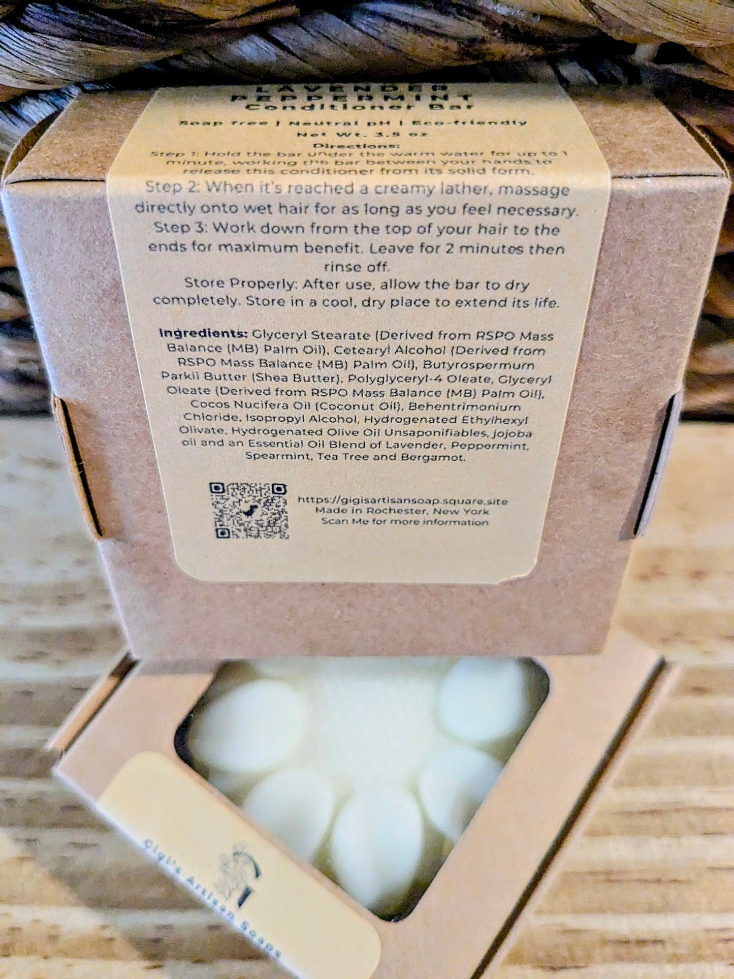 Small-batch handmade conditioner bar, Lavender Peppermint