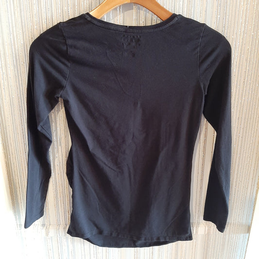 Classic round neck LS tee, Charcoal