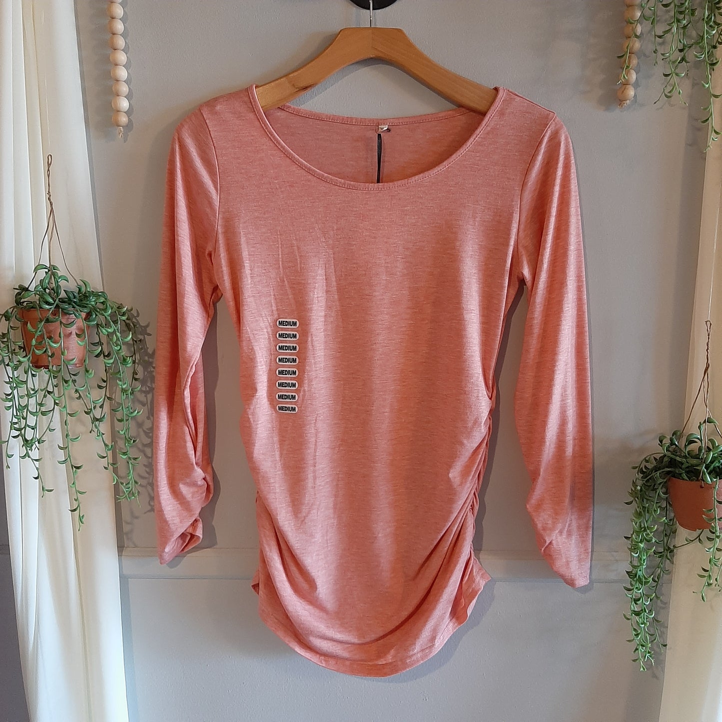 Essential fitted cinched sleeve LS top, Multi