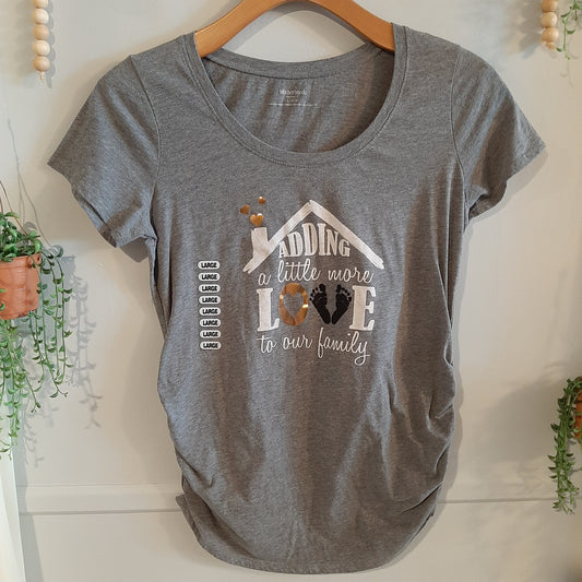 'Adding a little more LOVE to our family' SS graphic tee, Grey