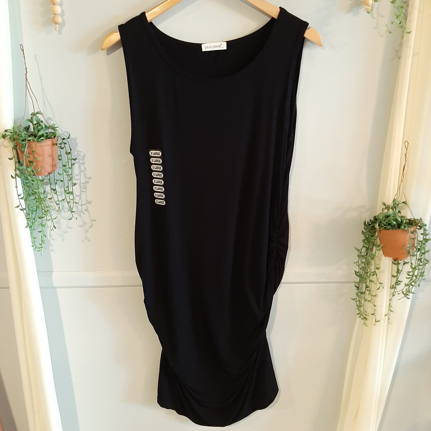 Fitted midi tank dress, Black