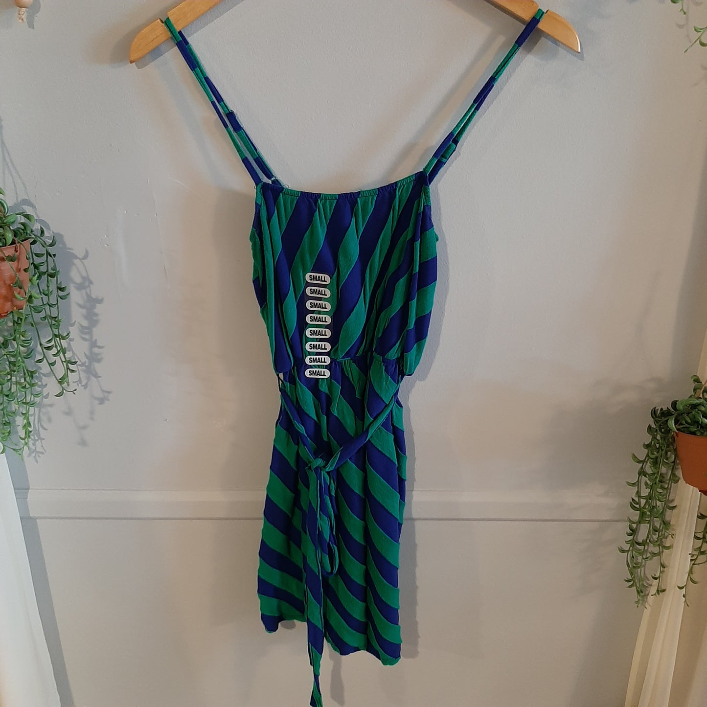 Relaxed fit striped strappy tank, Navy