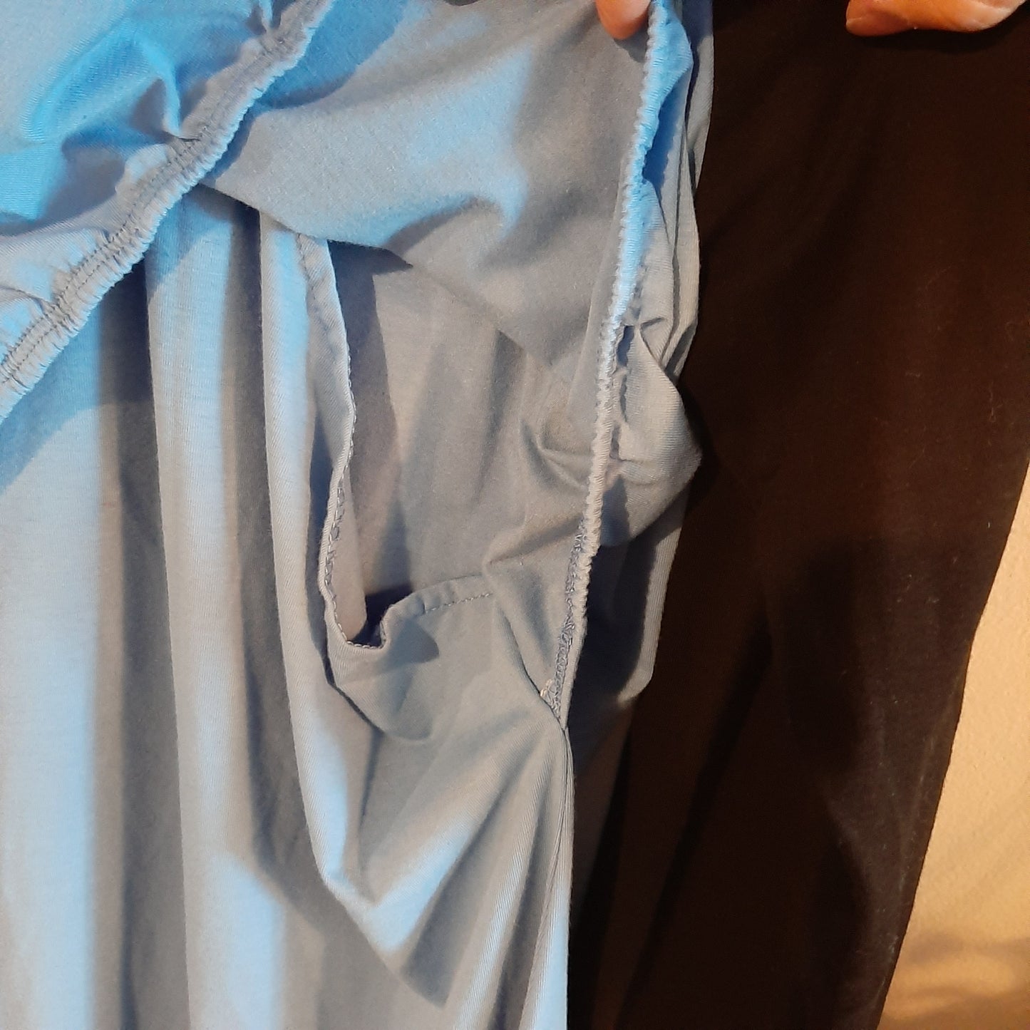 Baseball style relaxed LS midi dress, Blue -NF