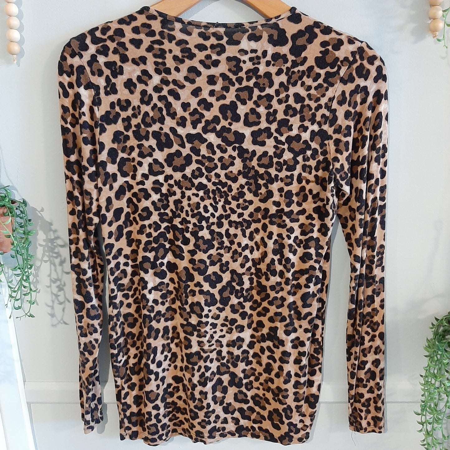 Relaxed fit crew neck LS tee, Leopard