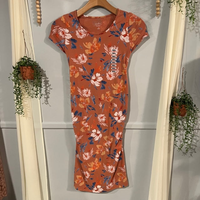 Essential fitted SS midi dress, Multi