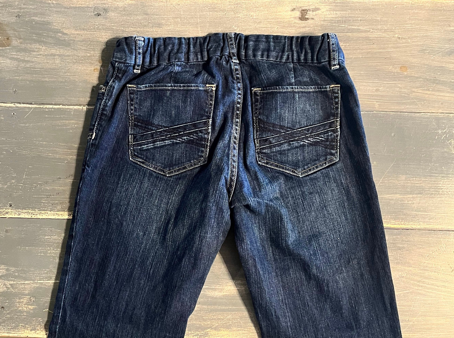 Under-belly panel 30" mini flare jeans, Dark wash