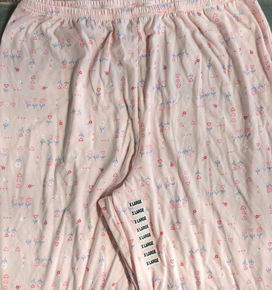 Elastic under-belly 27" lounge pants, Pink hearts