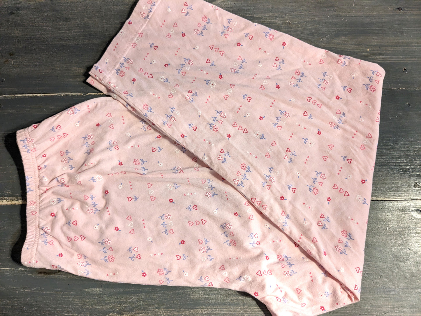 Elastic under-belly 27" lounge pants, Pink hearts