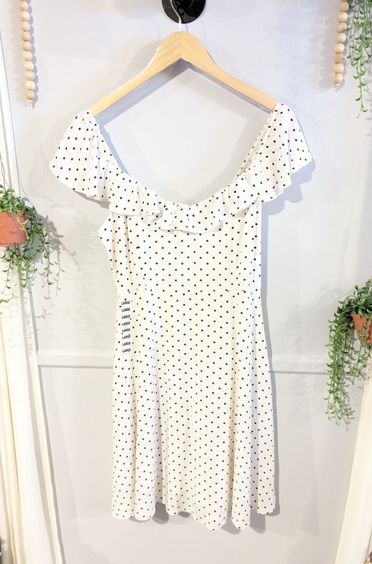 Ruffles fit & flare smocked mini dress, White