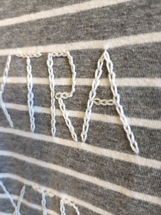 'EXTRA tired EXTRA hungry EXTRA pregnant' embroidered essential SS tee, Grey