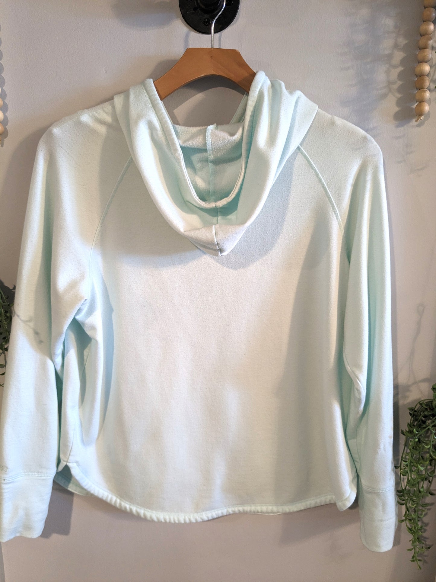 Hearts decal embroidered pocket hoodie, Sky blue