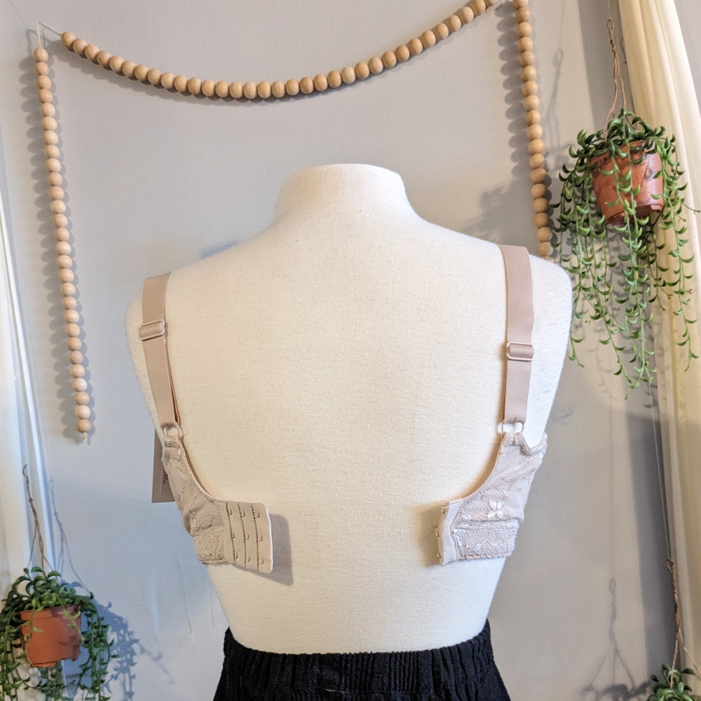 Clasp strap unlined lace nursing bralette, Nude