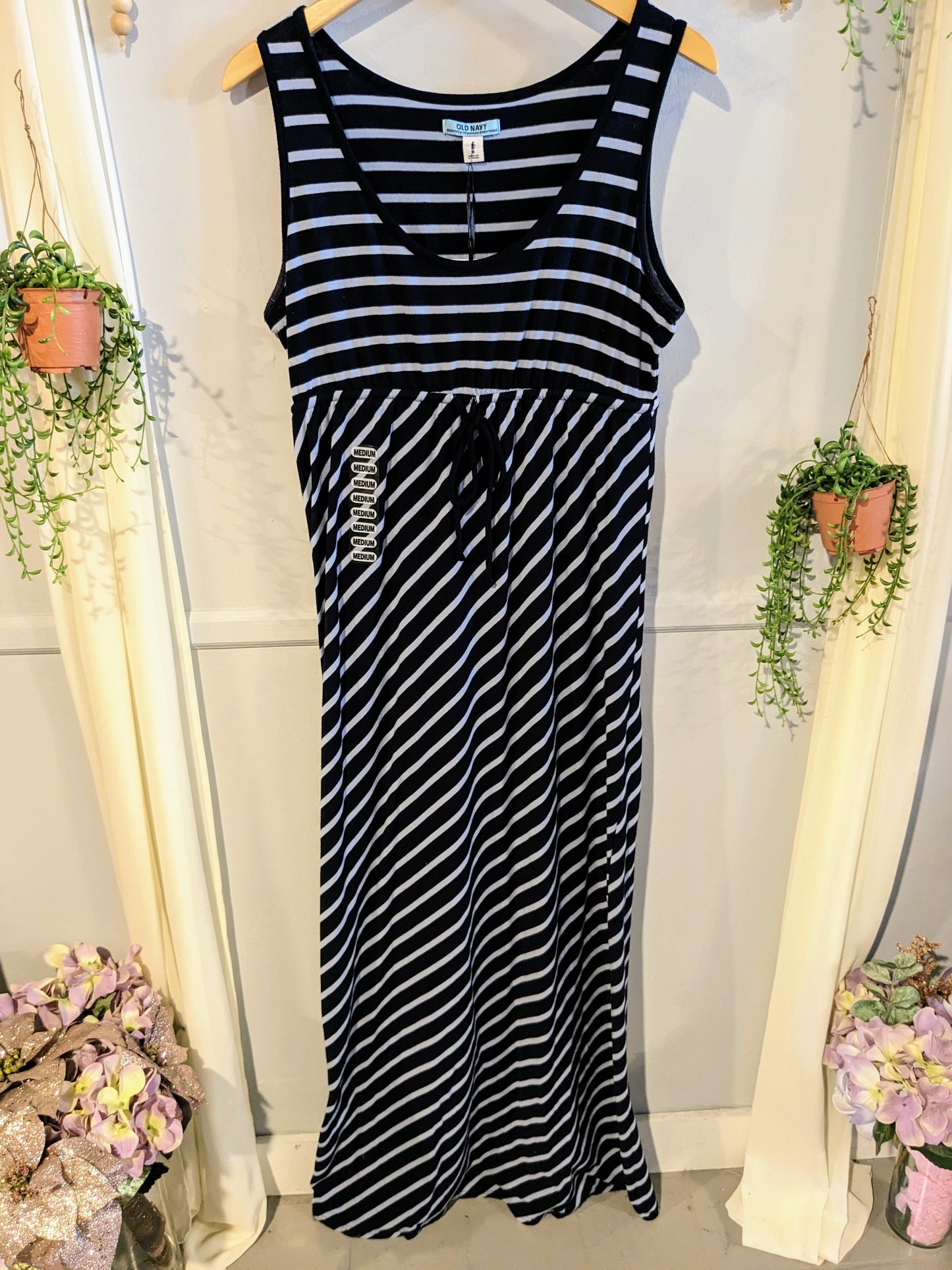 Classic cinched waist maxi tank dress, Black