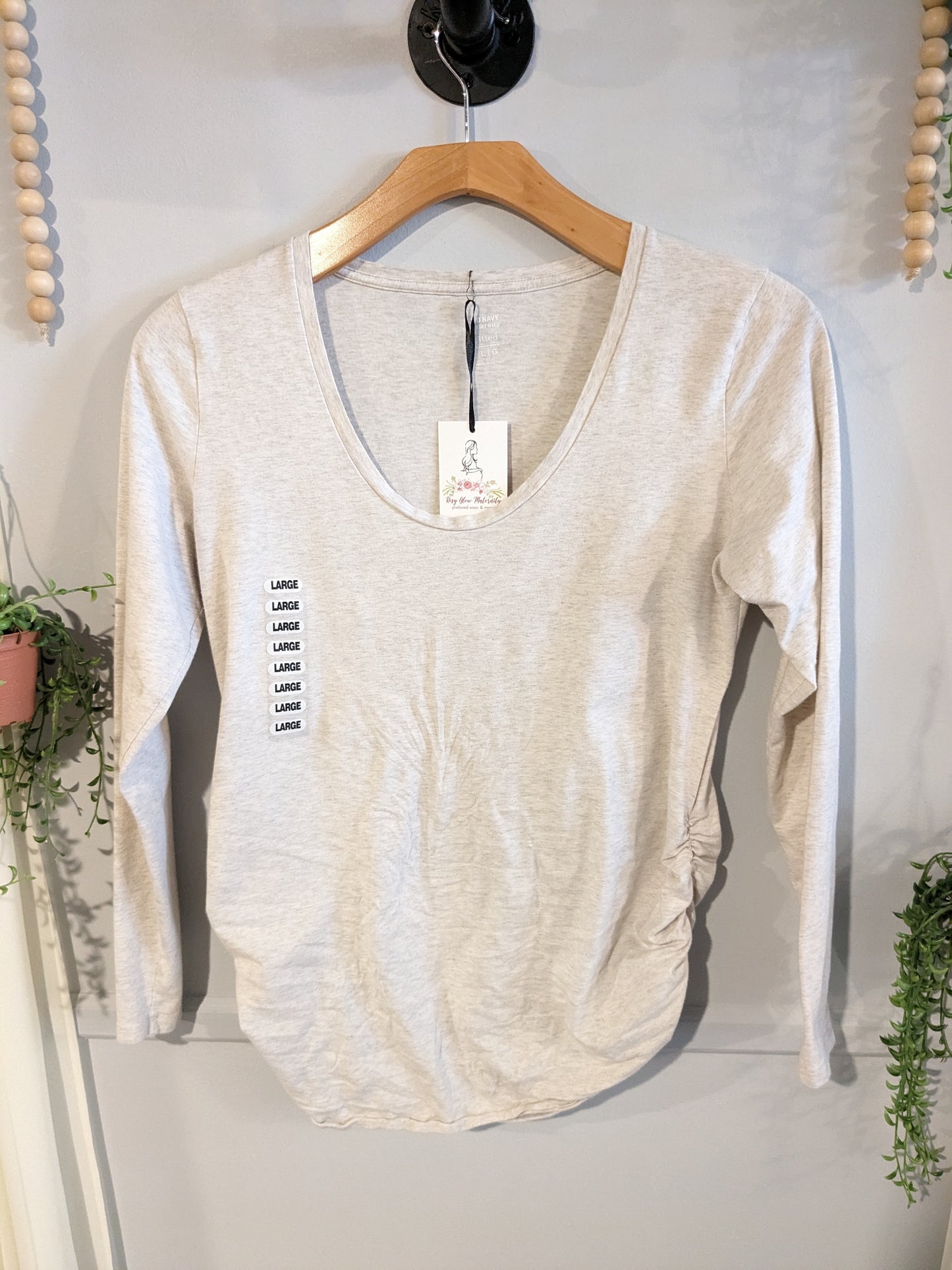 Essential scoop neck fitted LS tee, Multi
