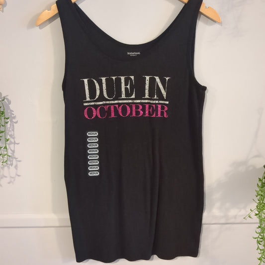 'Due in October' graphic tank, Black