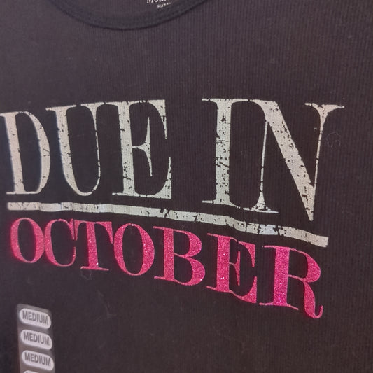 'Due in October' graphic tank, Black