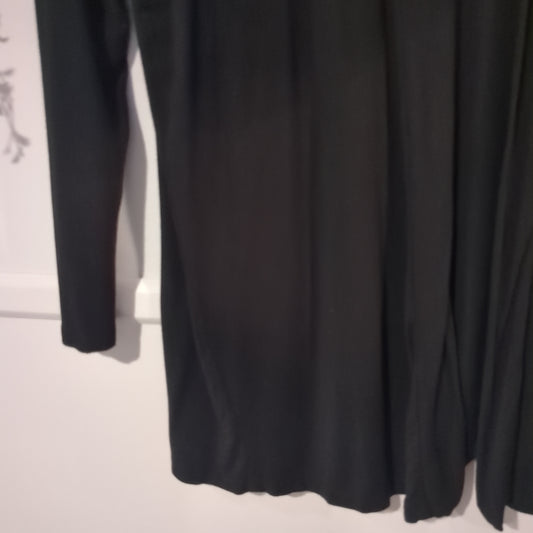 Open-front LS cardigan, Black -NF