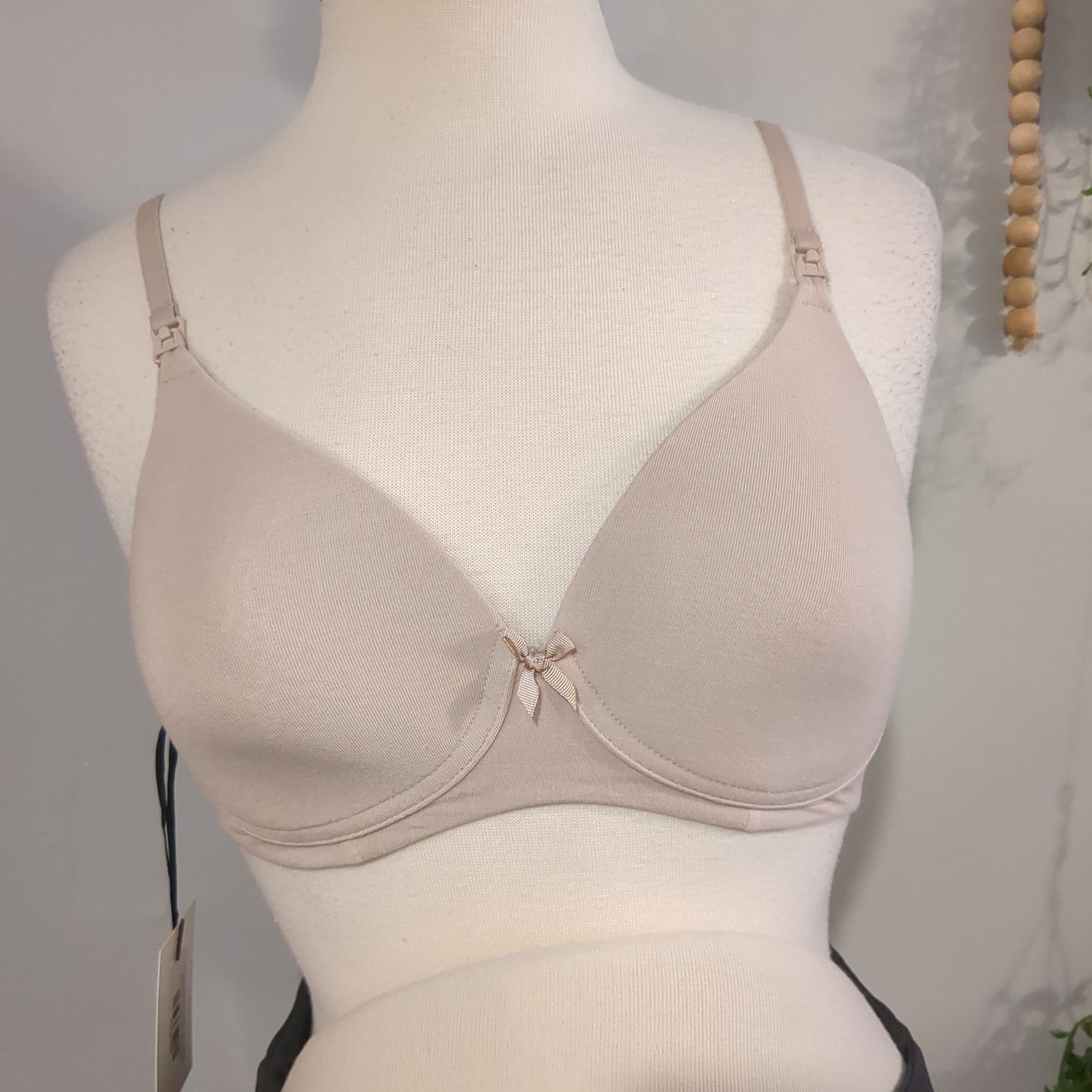 Clasp strap lightly lined wirefree nursing bralette, Pale rose