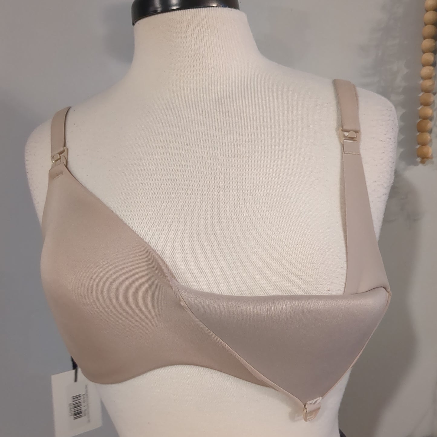 Clasp strap lightly lined wirefree nursing bra, Nude