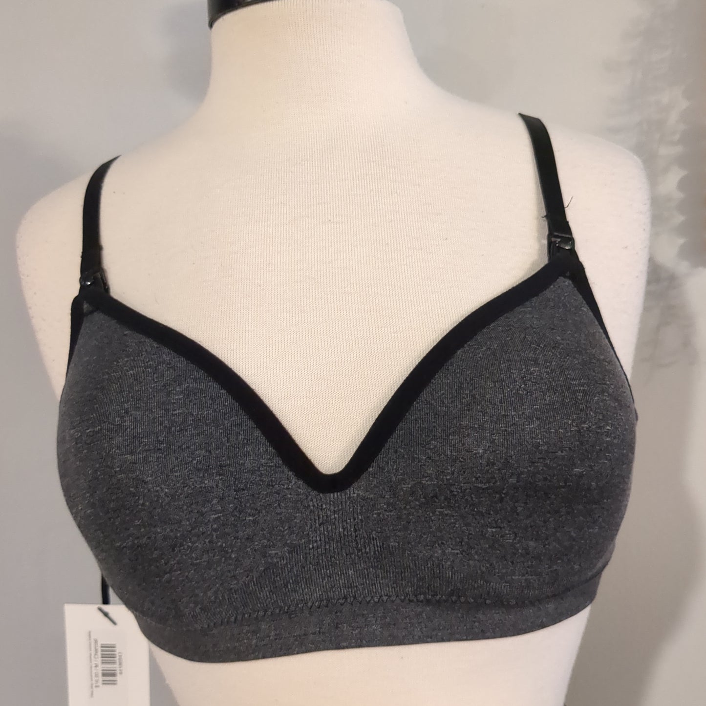 Clasp strap semi-formed wirefree nursing bralette, Charcoal