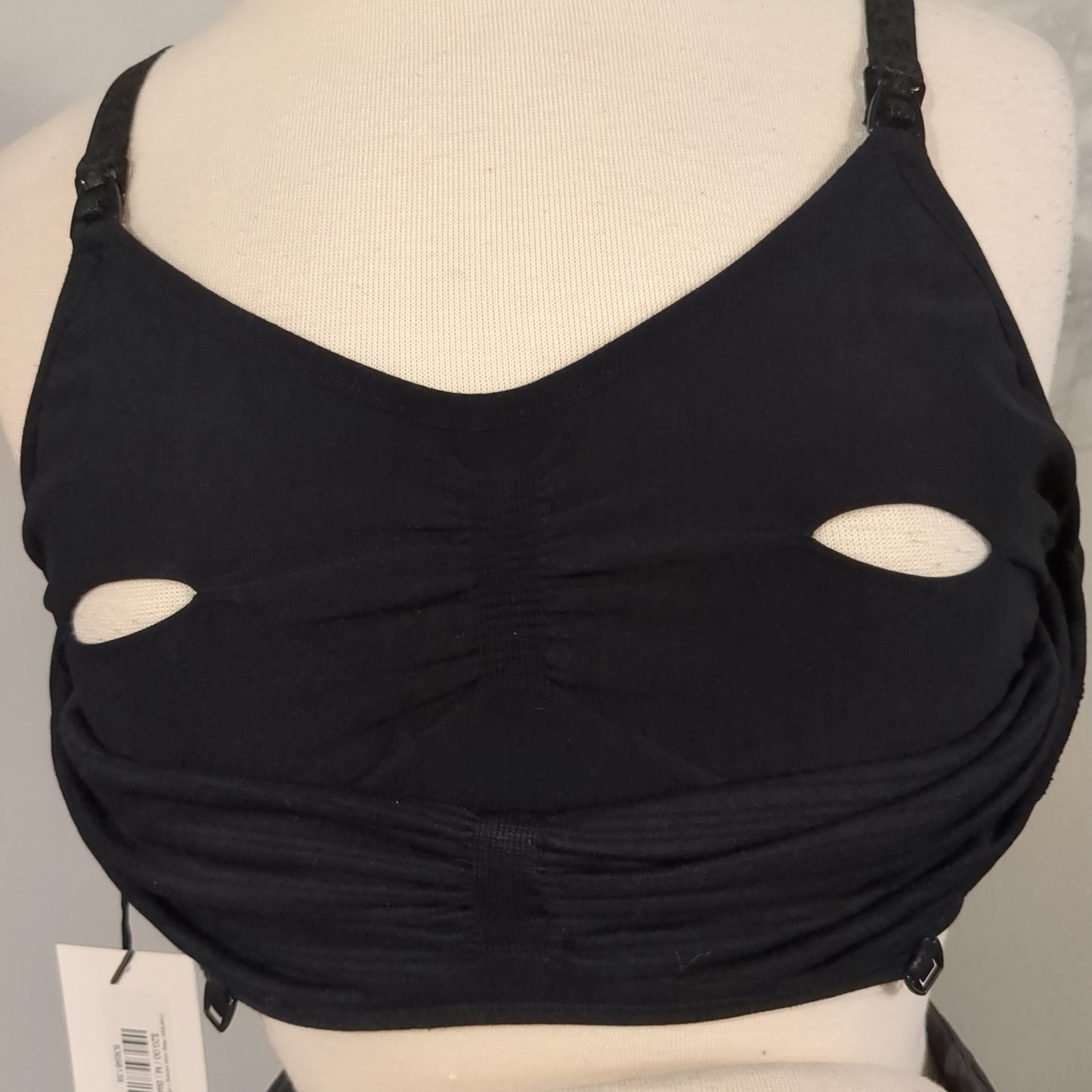 Dual layer clasp strap nursing + pumping bra, Black