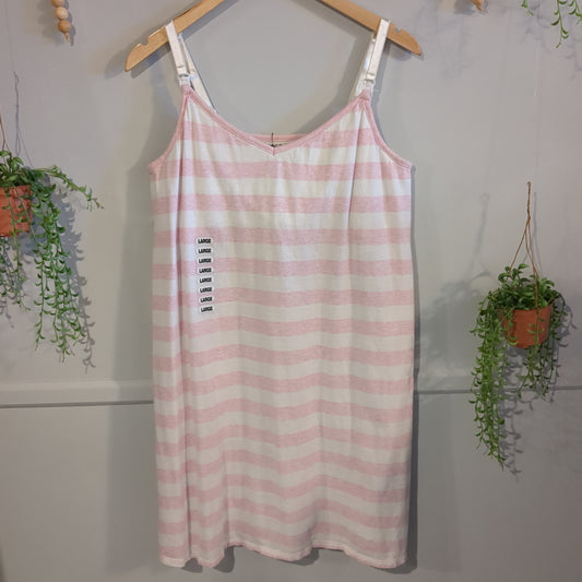 Clasp strap babydoll sleepwear, Pink stripes -NF